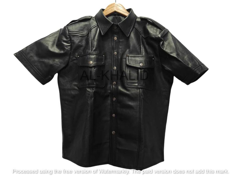 Black Men Shirt Genuine Leather Formal Classic Lambskin Stylish Handmade Casual