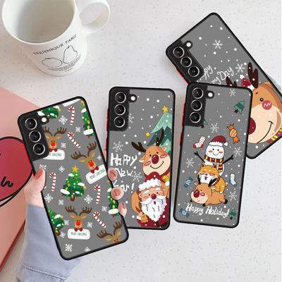 Snow Merry ChristmasMatte Case For Samsung Galaxy S22 S20 S21 FE S10 S9 Plus S8 Capa Note 20 Ultra 10 Lite Phone Fundas