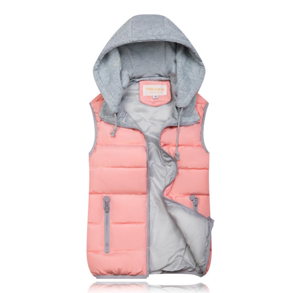 Women's Fall Winter Cotton Vest, Korean Style Plus Size Detachable Hooded Short Warm Sleeveless Waistcoat
