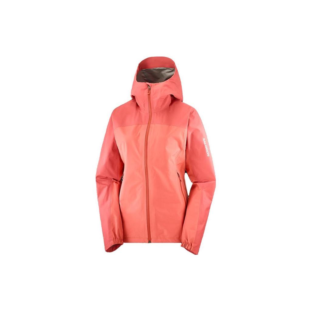 Salomon Outline Shell Solid Color Hooded Jacket Waterproof Breathable Water-Repellent Jacket Women Jacket Mineral-Red LC2111000