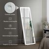 Freestanding LED Mirror, 150 x 50 cm, 3 Colors, Dimmable, Memory, 4 mm Tempered Glass, Clear