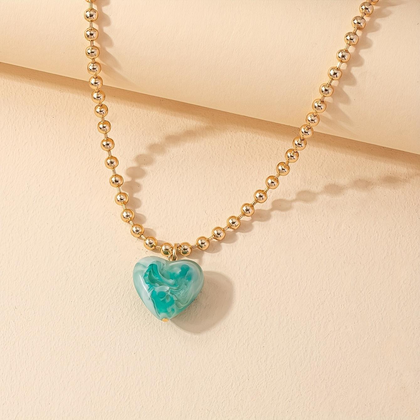 Популярное акриловое ожерелье-кулон в форме сердца с узором в виде облаков, подходящее для женской вечеринки ко Дню святого Валентина