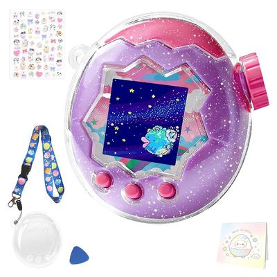 Tourmono Tamagotchi Paradise Transparente Hülle mit Grußkarte, Stoßfest, Kratzfest, Trageband