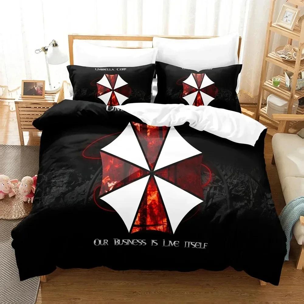 Bettwäsche-Set „Corporation Red Umbrella“ für Jungen und Mädchen, Einzel- und Doppelbettgröße, Bettbezug, Kissenbezug, Kinder- und Erwachsenenmode, Heimtextilien