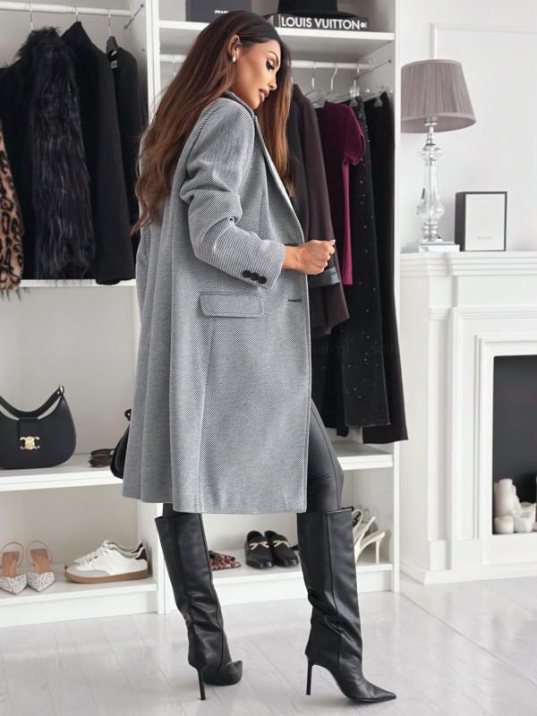 2024 Bestseller Women's Single-Breasted Wool Coat - Autumn/Winter Collection, Simple Long Sleeve, Solid Color
