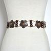 Meier Thin belt ethnic style wooden beads flower string stitching woven waist chain