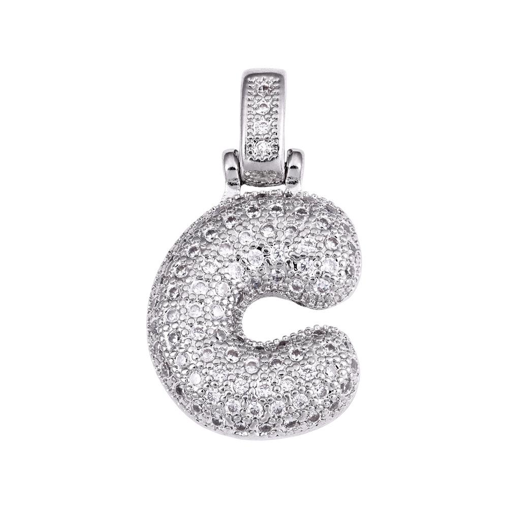 Cross Hip Hop Copper Zircon 26-Letter Pendant Necklace