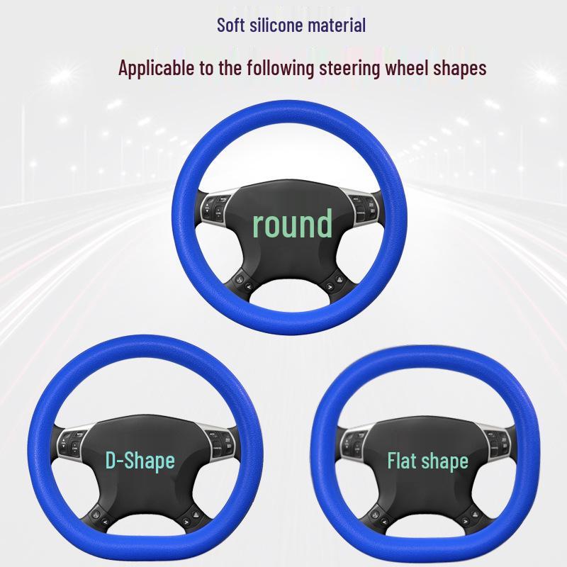 Universal Silicone Steering Wheel Cover - Fashionable, Sweat-Absorbent, Non-Slip, Thin & Soft, Fits All Seasons