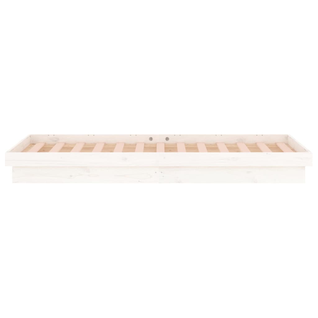 Vidaxl Rama Łóżka Z Led, Biała, 90X190 Cm, Pojedyncza, Lite Drewno