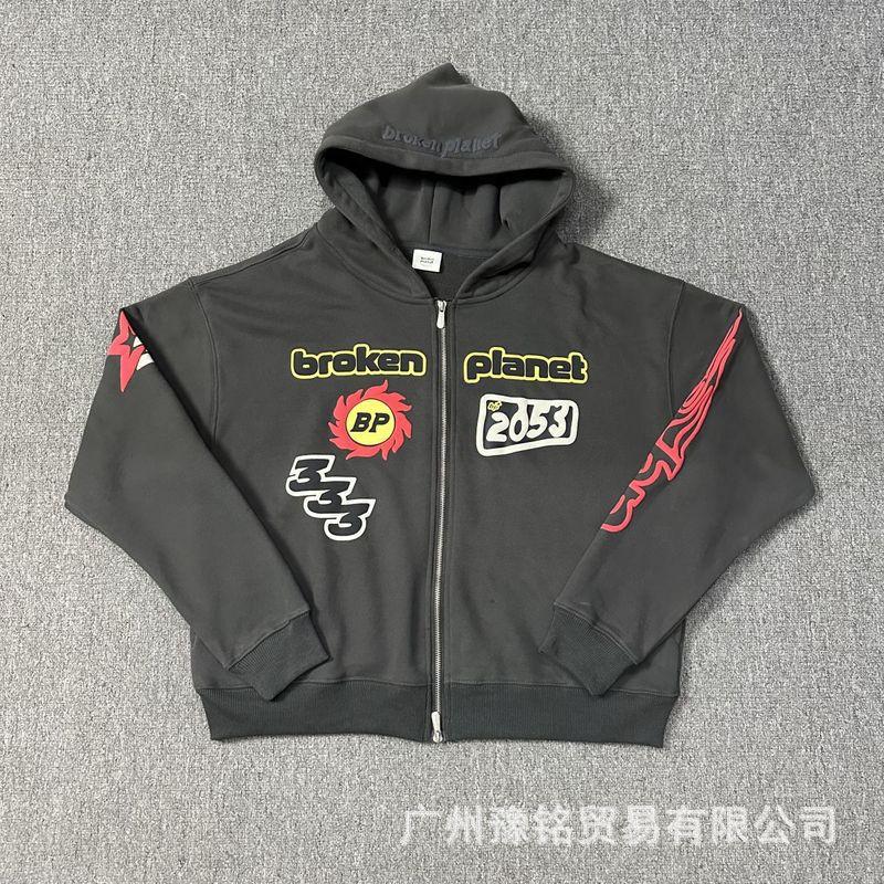 Broken Planet Oversized Hoodie Jogger Set Mens Streetwear Cotton Fleece Letter Puff Print Loose Fit Winter