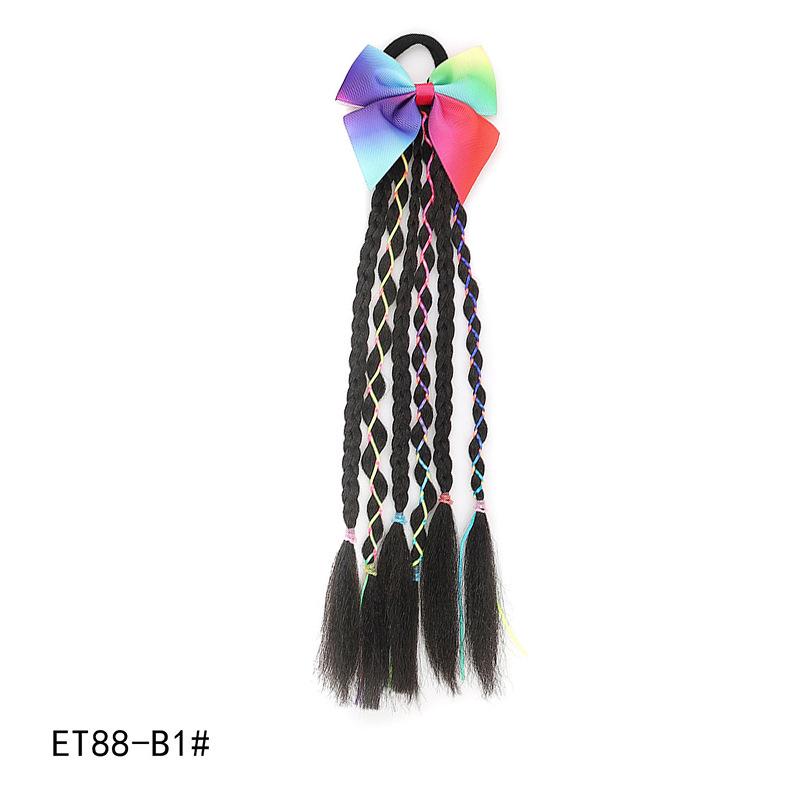 Colorful Children's Braided Wig Hair Clip with Double Ponytails