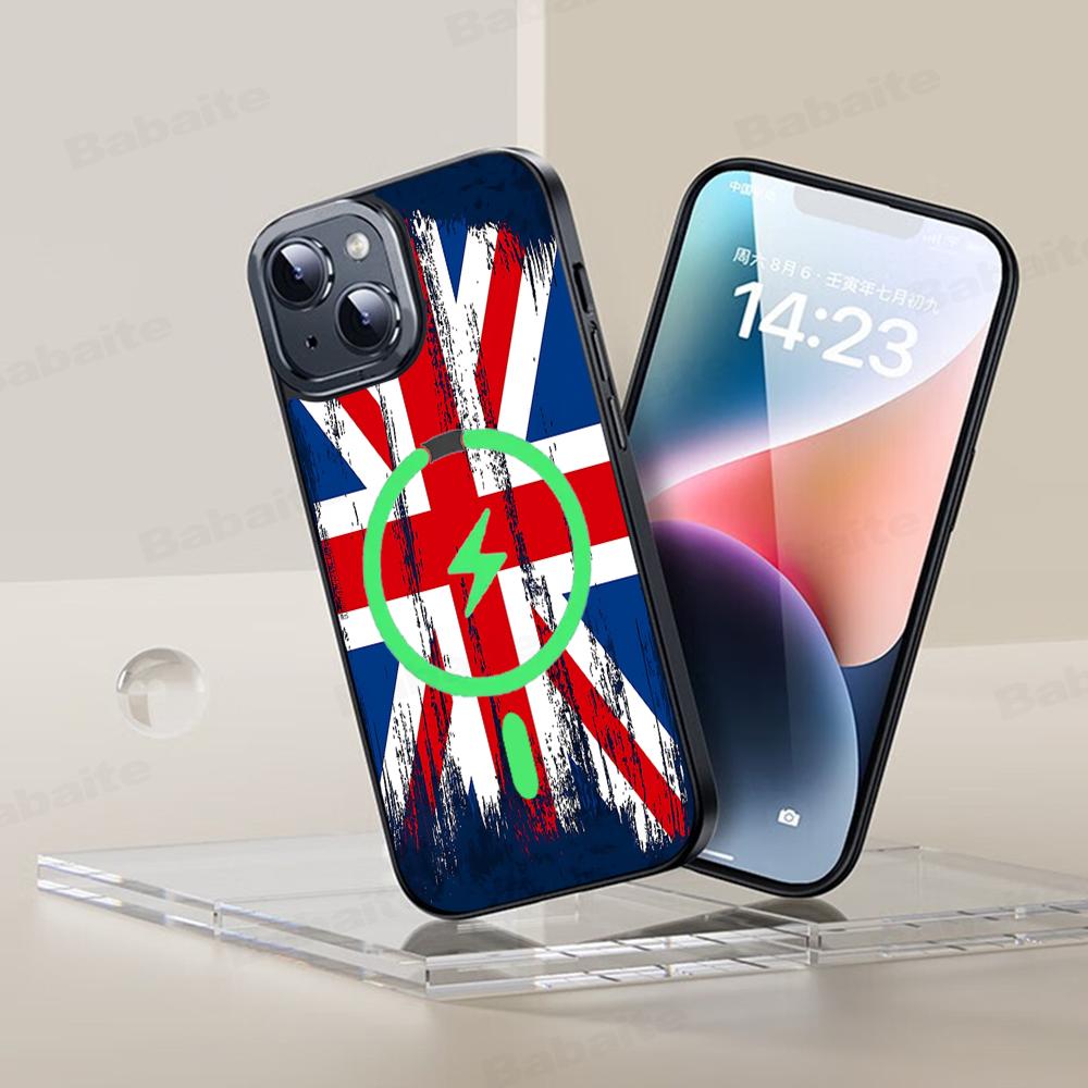 TOPLBPCS England British Uk Flag Phone Case Magnetic Case For IPhone 16 14 13 12 11 15 Pro Max Plus For Magsafe Wireless