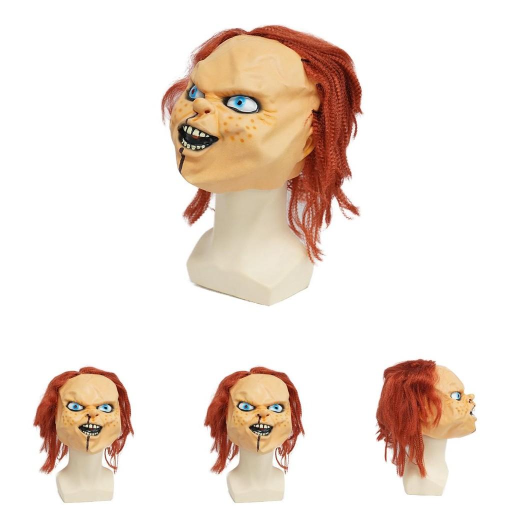 Chucky Puppe Kinderspiel Halloween Latexmaske mit gruseligem Design für Party und Cosplay