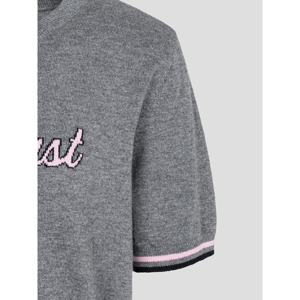 Binpolleidiseu [B. My] Wool Blend Lettering Point Knit Gray (Bf5851N013)
