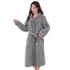 Four Seasons Merbau Hooded Coral Fleece Bathrobe: Thick, Wearable Bath Towel with Cross Tie and Long Sleeves.