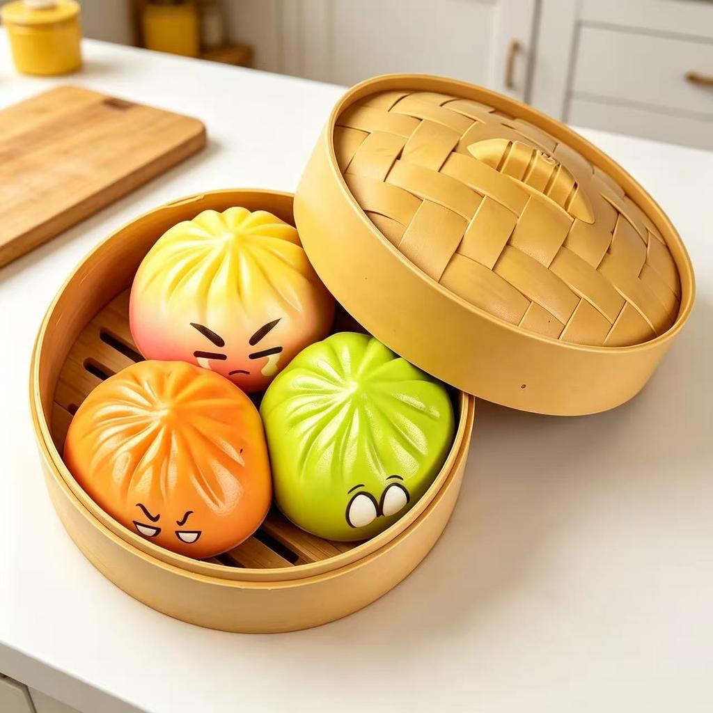 8 Funny Face Bun Squishy Box Portable Fidget Toy Ease Office Commute Anxiety Cute Desktop Decor Gift