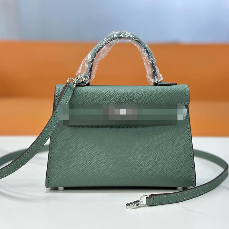 Second Generation Palm Print Cowhide Mini Small Keli Handbag 2025 New Bag Women's Commuter Versatile Shoulder Messenger Bag