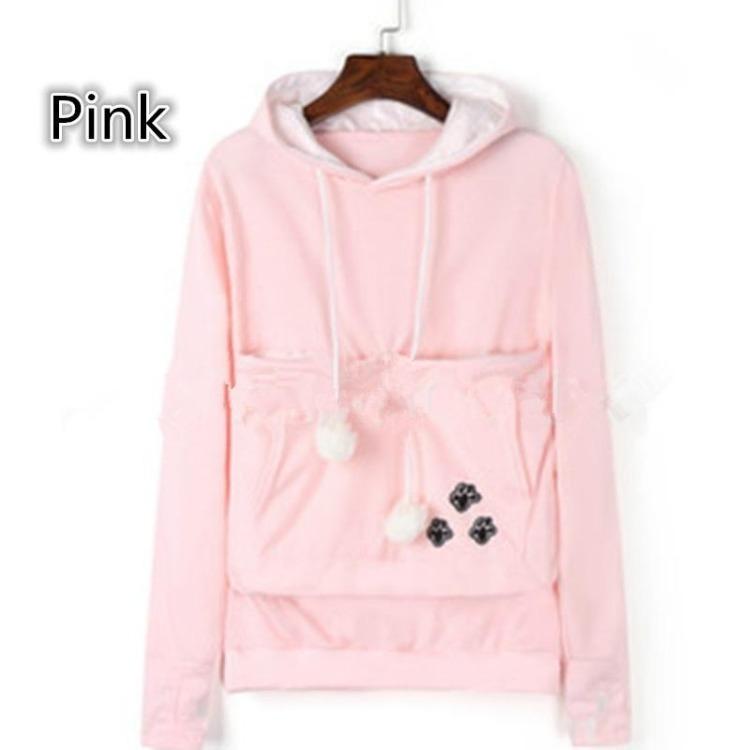 Känguru Haustierhalter Kapuzenpullover Partner Pullover Katze mit Ohren Langarm Große Tasche Pullover Meow Planet Design