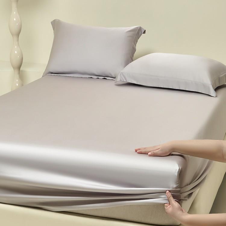 Solid Color 100s Tencel Fitted Sheet Set: Mattress Protector & Enclosed Three-Piece Style