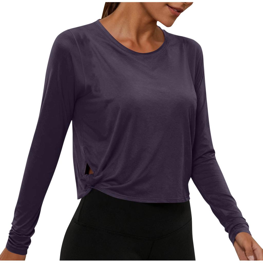 Womens Spring Tops Long Sleeve Crewneck Basic Lightweight Summer Shirts for Women Casual Loose Fit Style Womens Summer Shirts