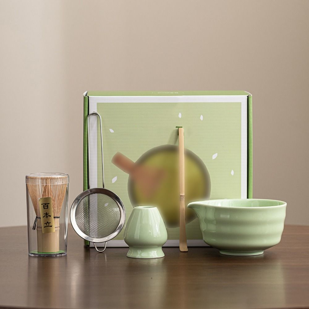 5Pcs/Set Reusable Chasen Matcha Whisk Set Pouring Spout Ceramic Matcha Bowl  Japanese Tea Ceremony