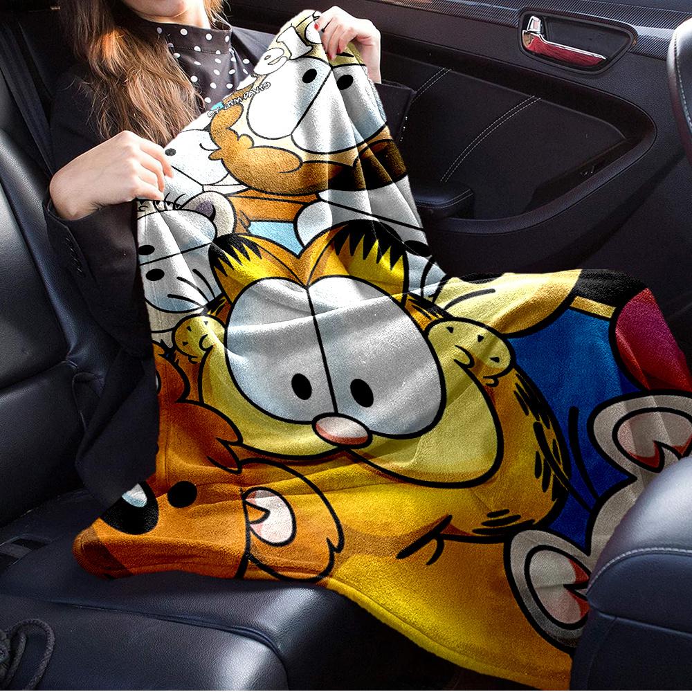 1pc Cat, Garfield Printed Flannel Blanket, Super Soft Plush  Bed Cover, Four Seasons Quilt for Sofa, Bed, Office,52