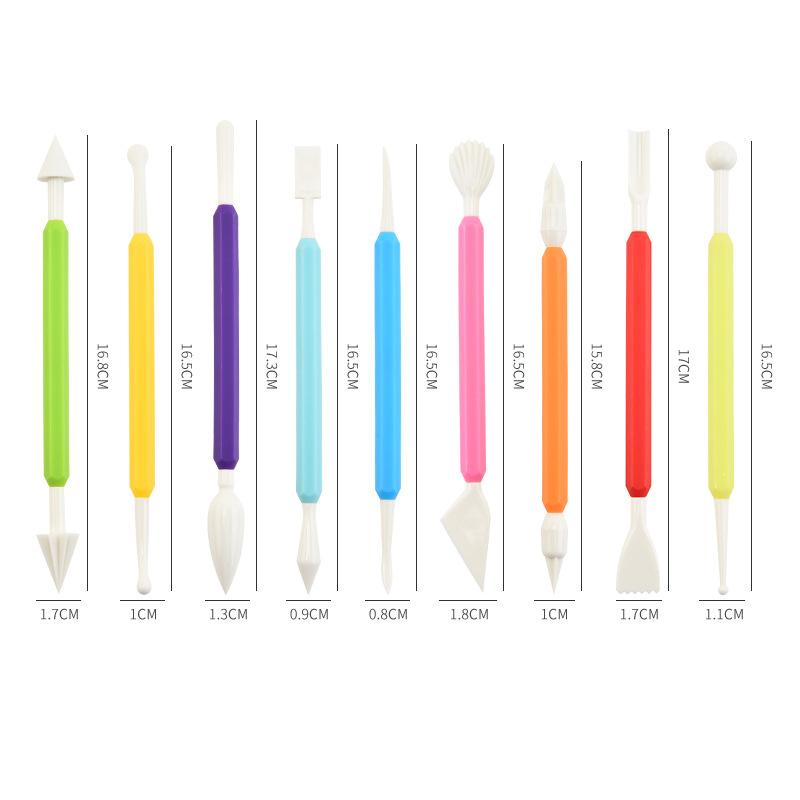 Lay Soft Pottery Children DIY Embossing Tool Set Creative Cake Fondant Tools 9-piece Set