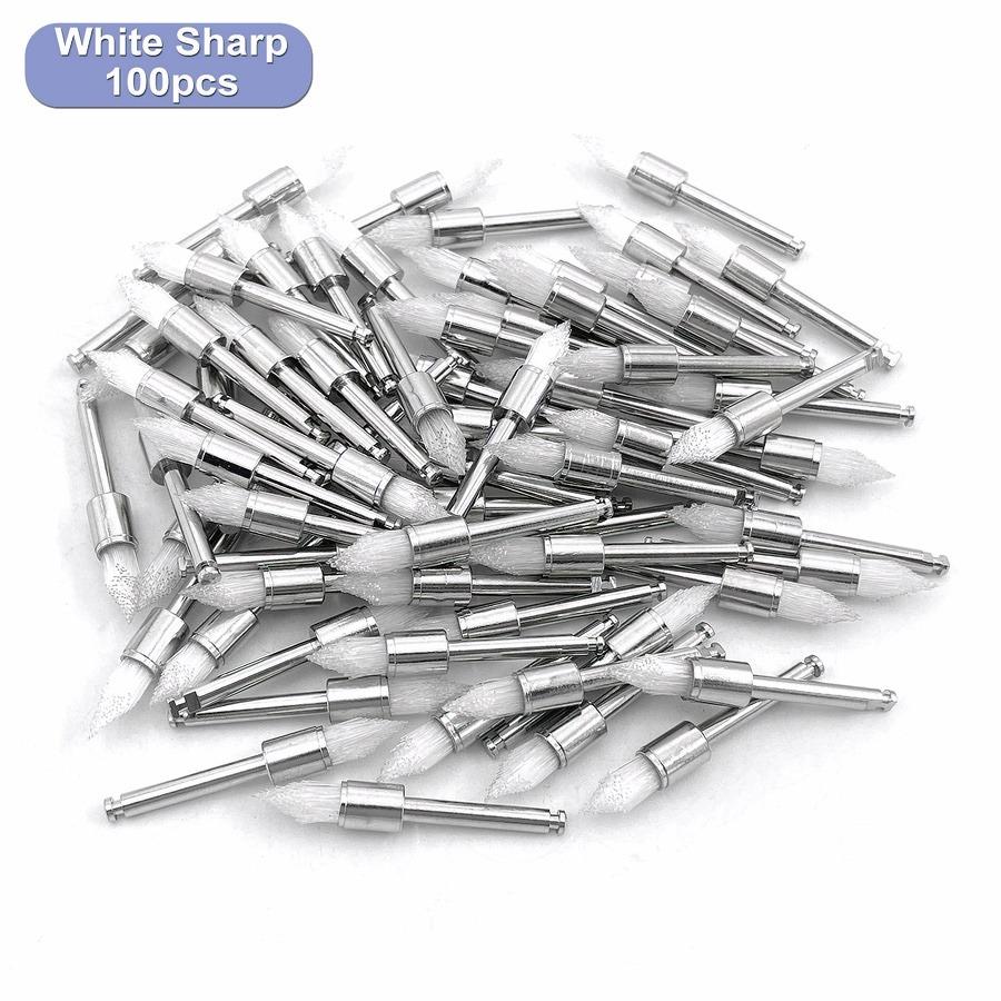 100Pcs/Box Dental Treatment Brush Prevention Brush Polishing Polisher Disposable Pointed Cup Head Brush Head Dental