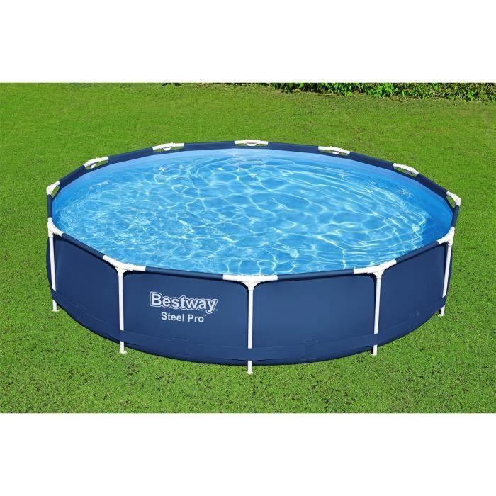 Kit Piscine hors sol tubulaire BESTWAY Steel Pro 366 x 76 cm- Ronde (Livrée avec pompe de filtration et cartouche)