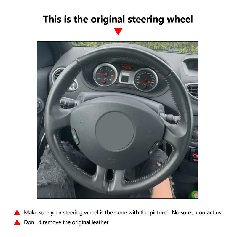 Car Accessories Steering Wheel Cover For Renault Clio 3 RS 2005 2006 2007 2008 2009 2010 2011 2012 2013 Microfiber Leather Trim