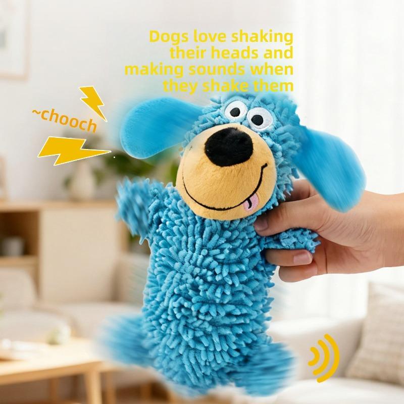 Mop Plush, Cute Dog Biting and Making Sounds, Throwing and Grinding Teeth Toys, Large and Small Dog Training Interactive Plush Toys