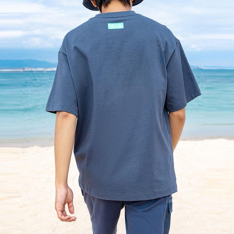 Anta Loose Breathable Cartoon Round Neck Pullover Short Sleeve T-Shirt Unisex Tops Gray 172228116-2