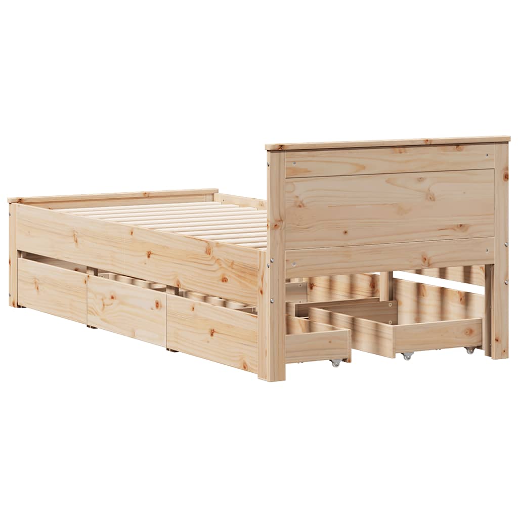 Solid Wood Bed Without Mattress with Headboard 90 X 190 Cm Pine