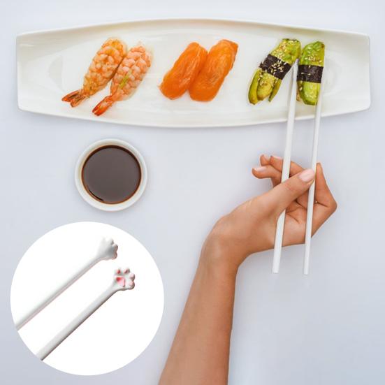 1/5 Pairs Cat Claw Chopsticks Set Cute Pink Paw Prints Non-Slip Sushi And Noodle Chopstick Reusable Cat Pattern Utensils for Cat Lovers