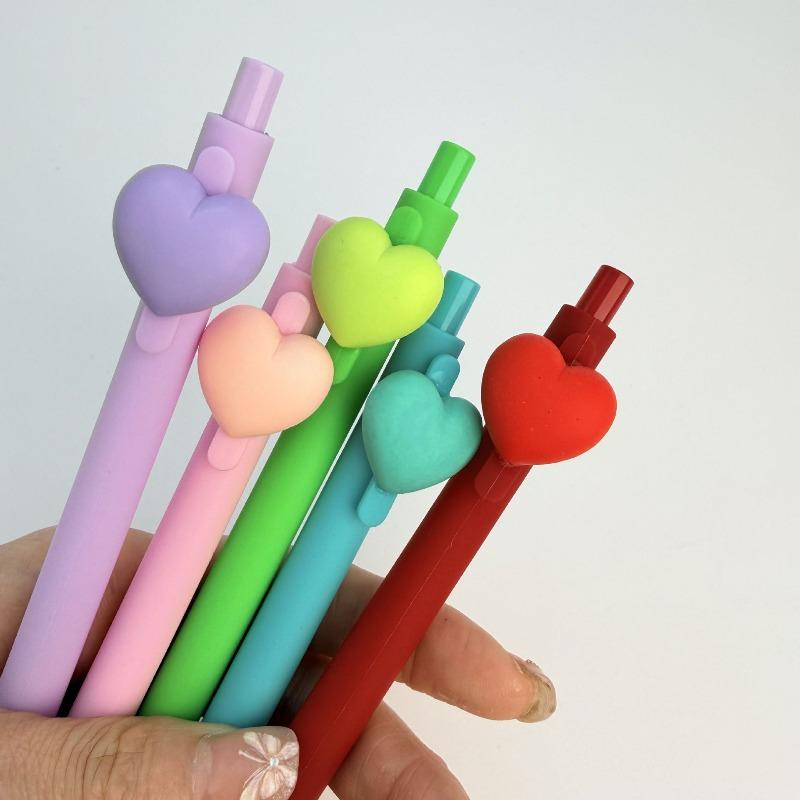 10Pcs Heart Shaped Neutral Pen Black Ink 0.7mm Forfor Wedding Party Office Stationery Colleagues Teacher Birthday Supply