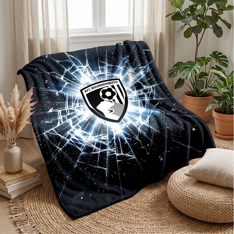 Bournemouth Football Print Flannel Blanket, Soft Warm Lightweight Throw Blanket for Sofa Bed Camping