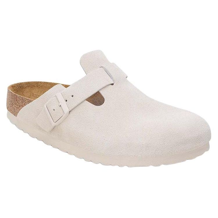 Birkenstock Boston Soft Footbed Suede Leather Narrow Antique White Unisex Sneakers 1027693