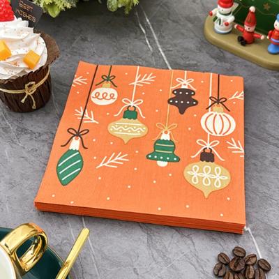 20 adet/paket 33*33cm 2 katlı tek kullanımlık parti peçetesi noel deseni