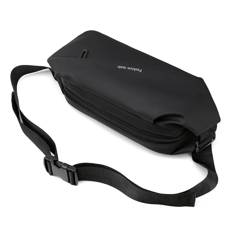 Solid Nylon Small Design Men's Waist Bag Simple and Fashionable Crossbody Bag Leisure Commuting Aesthetic Shoulder Bags
