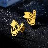 Excellent Fashion Gold Customized Name Cute Heart Earrings Stainless Steel Letters Studs Earrings