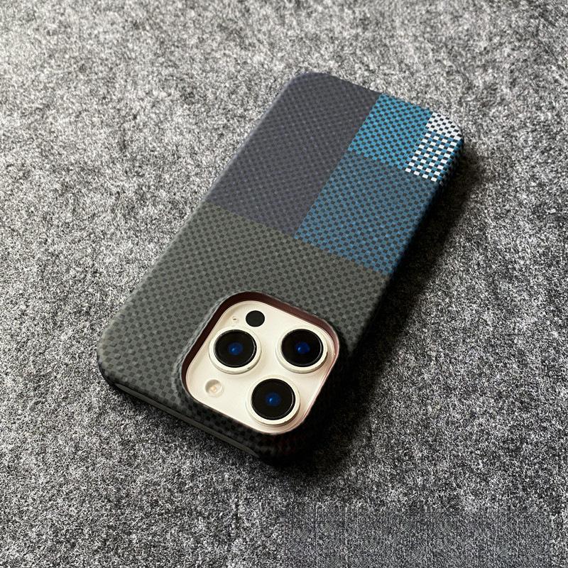 Half pack for Apple 17Promax carbon fiber pattern magnetic mobile phone case iPhone15 ultra-thin PC anti-drop sheath