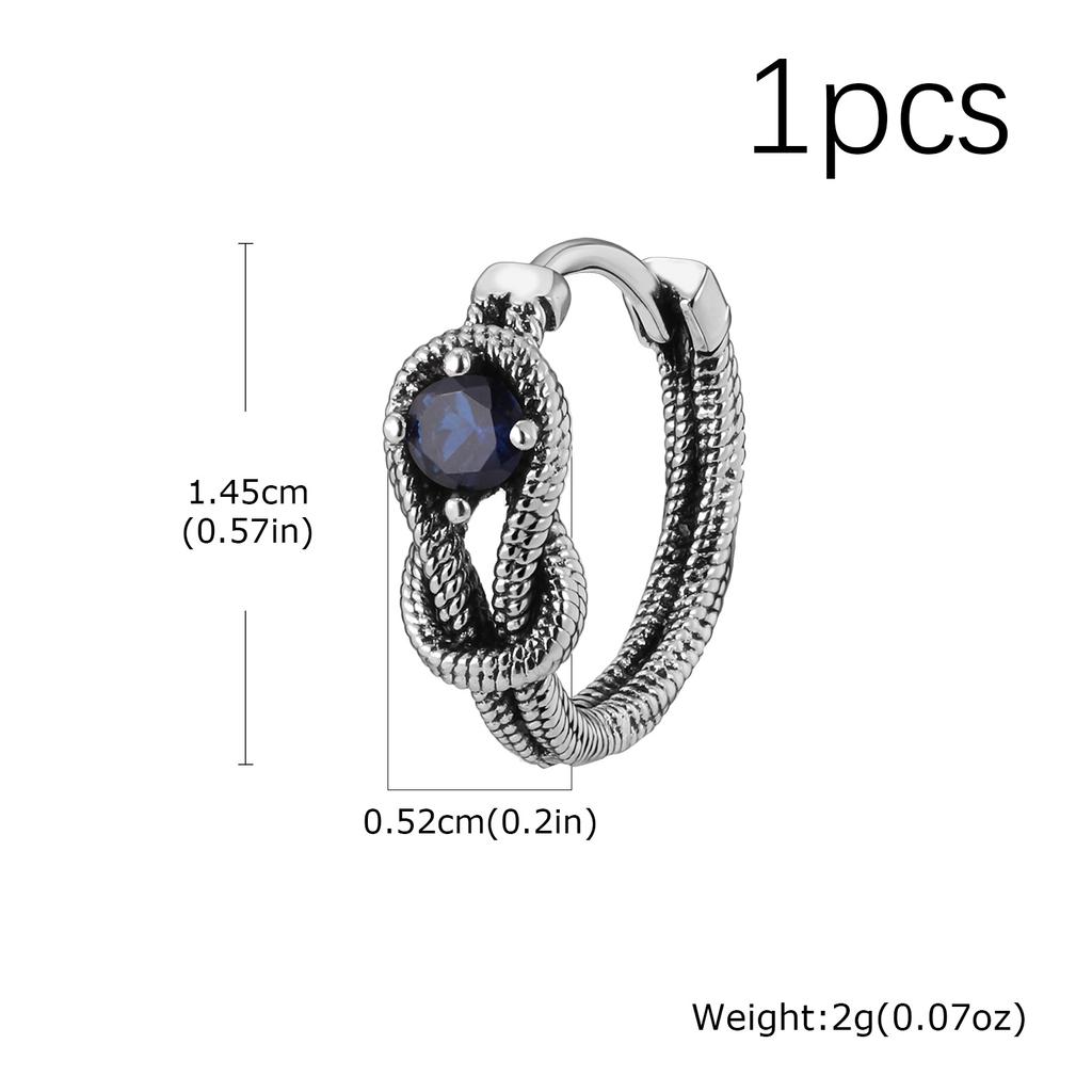 Retro Zircon Snake Knot Hoop Earrings for Men Women,Cool Punk Male Piercing Metal Earring Jewelry Gift