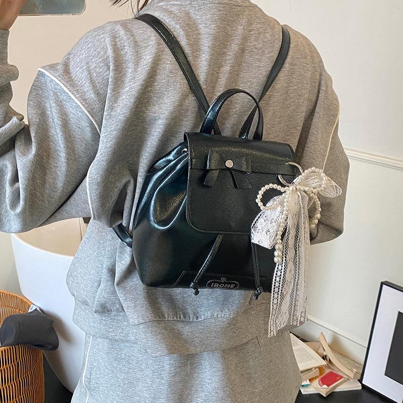 New Women's Small Backpack Bow Women's Backpack Korean Edition Fashion Personalized Commuter Backpack Multi Purpose Travel