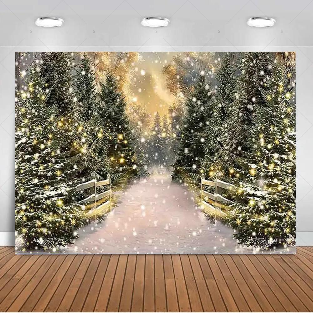 Paesaggio Invernale Scena di Neve Foresta Bianca Sfondo Fotografico Forniture Decorazioni Festa di Natale Striscione di Sfondo Oggetto di Scena per Foto