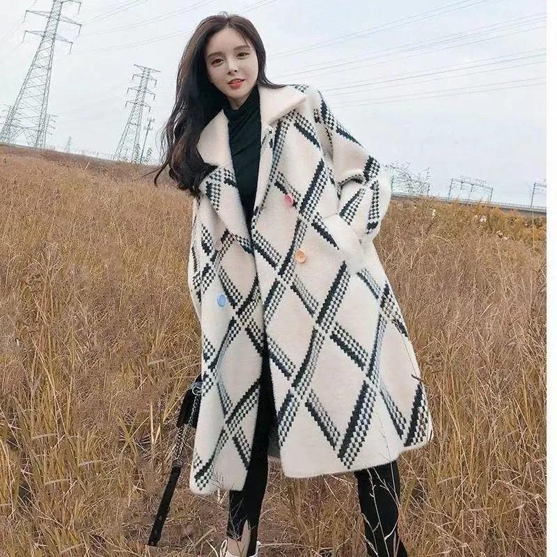 

Бархатные пальто из искусственной норки, осенне-зимняя куртка, свободный длинный вязаный кардиган, женское утепленное пальто S