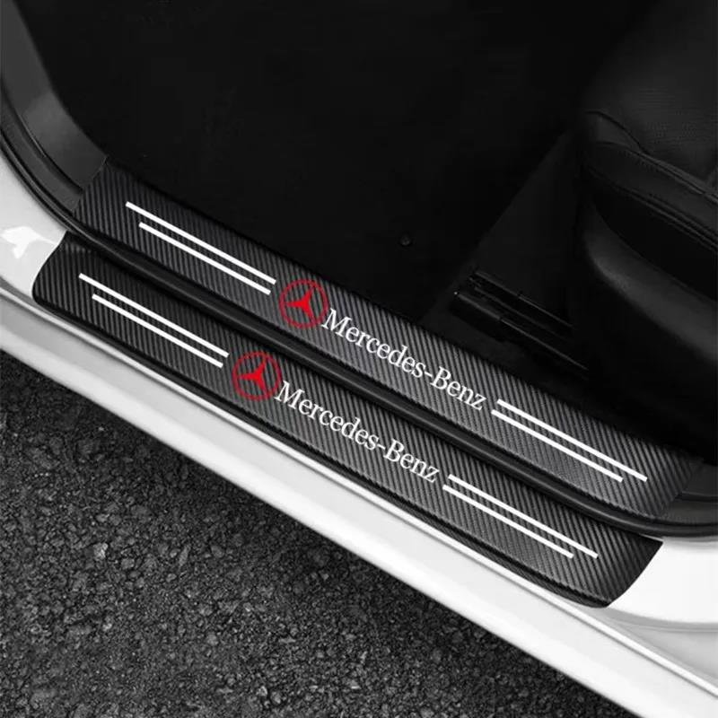 XKD1   1/4/5Pcs Carbon Fiber Car Door Sill Protector Stickers For Mercedes Benz CLS A200 GLK CLK A260 GLC Interior Mouldings MKTTZ-BENN