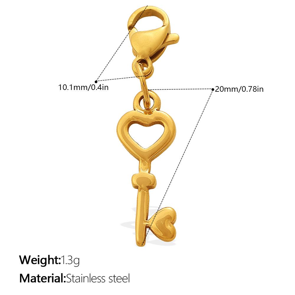 Retro Wind Diamond Lock Key Series Lobster Buckle Pendant Stainless Steel Gold-Plated Versatile Diy Accessories