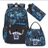 Large Capacity Schoolbag with Shoulder Strap; Student Three-piece Pencil Case Set