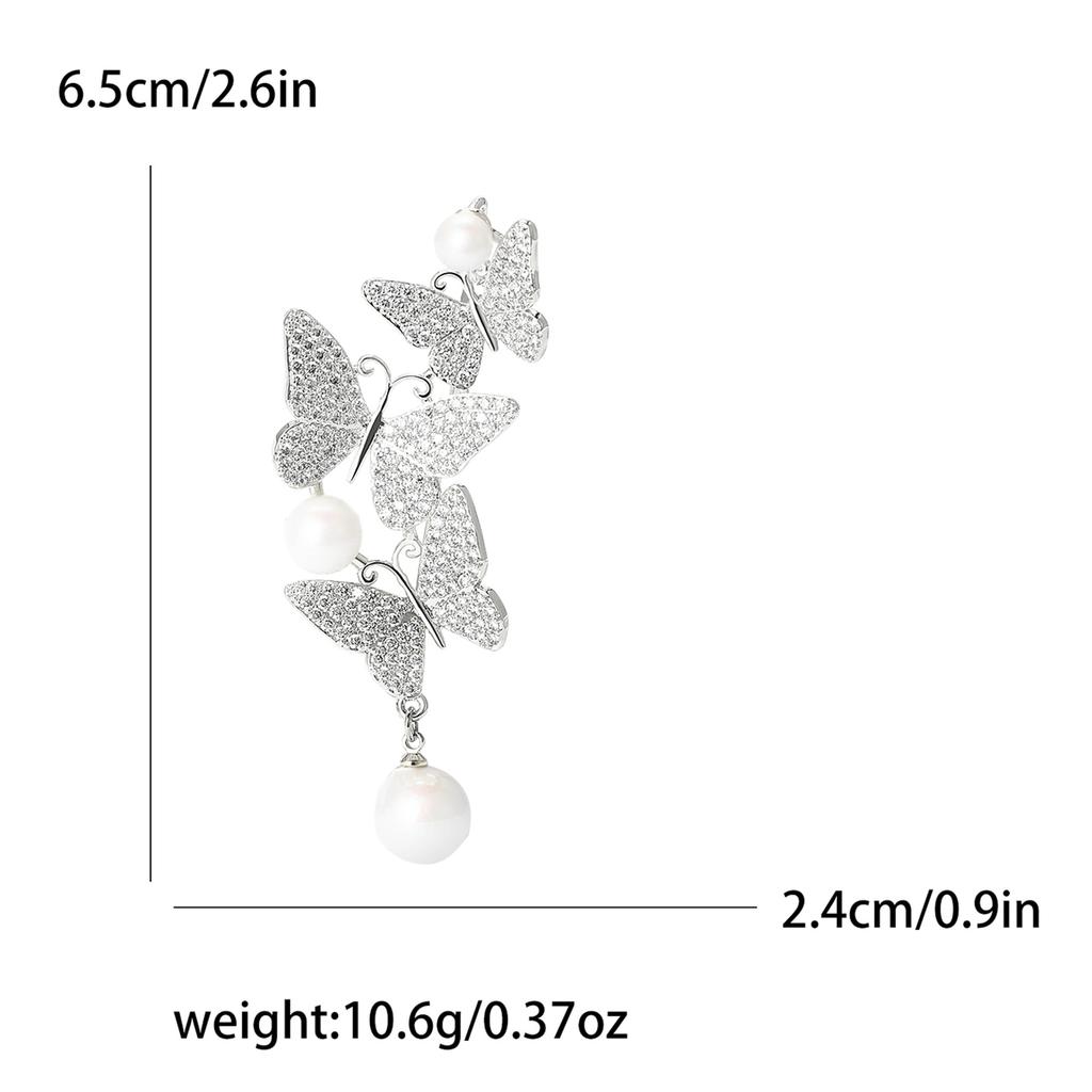 Light Luxury Micro-Inlaid Copper Zircon Butterfly Brooch Temperament Versatile Women'S Suit Dress Corsage Jewelry Pin