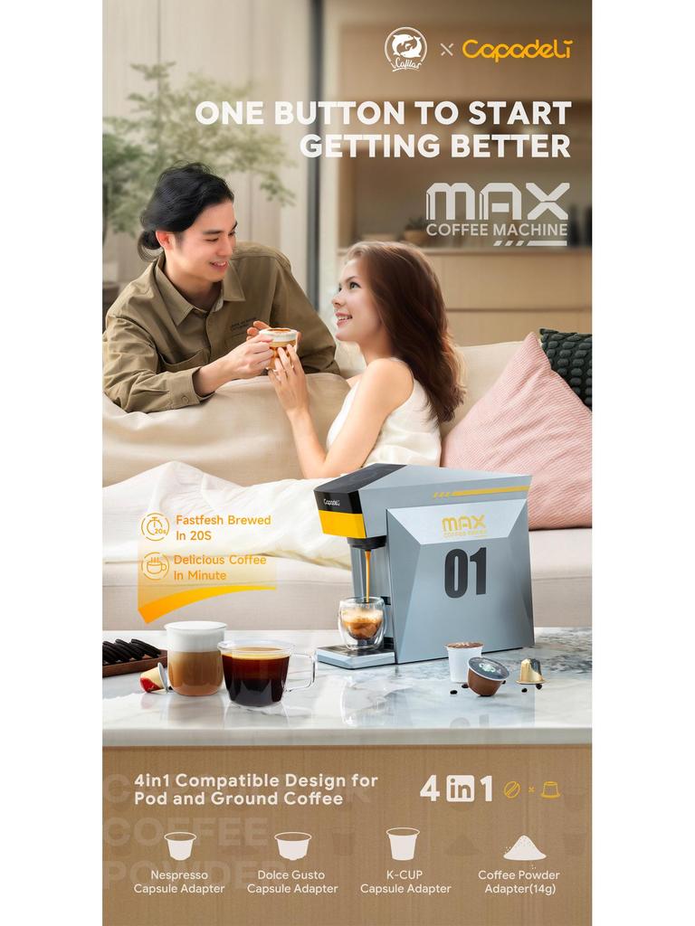 Aparat de cafea Smart Touch: Pornire cu o singură tastă, Multi-arome, Capsule americane și italiene